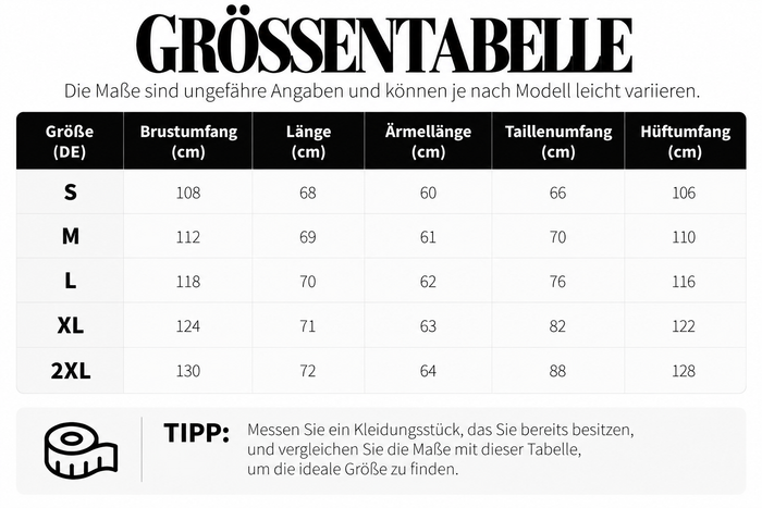 Größentabelle
