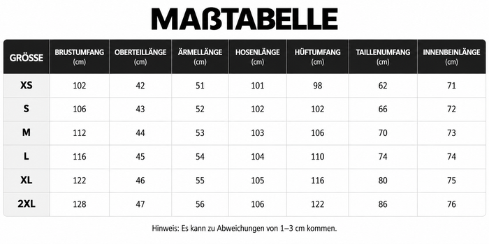 Größentabelle