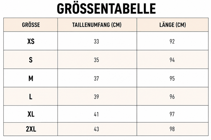 Größentabelle