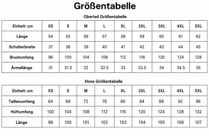 Größentabelle
