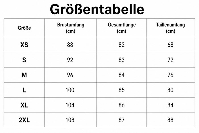 Größentabelle