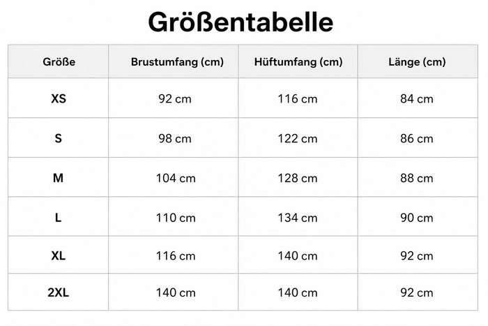 Größentabelle
