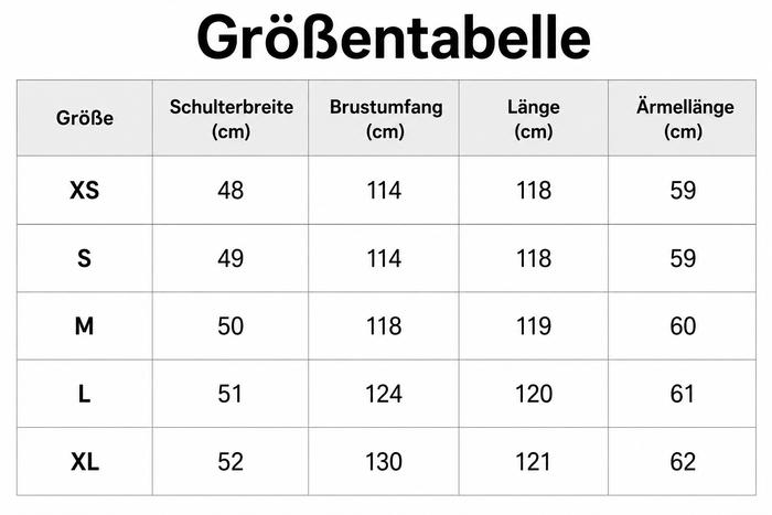 Größentabelle