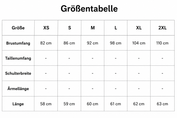 Größentabelle