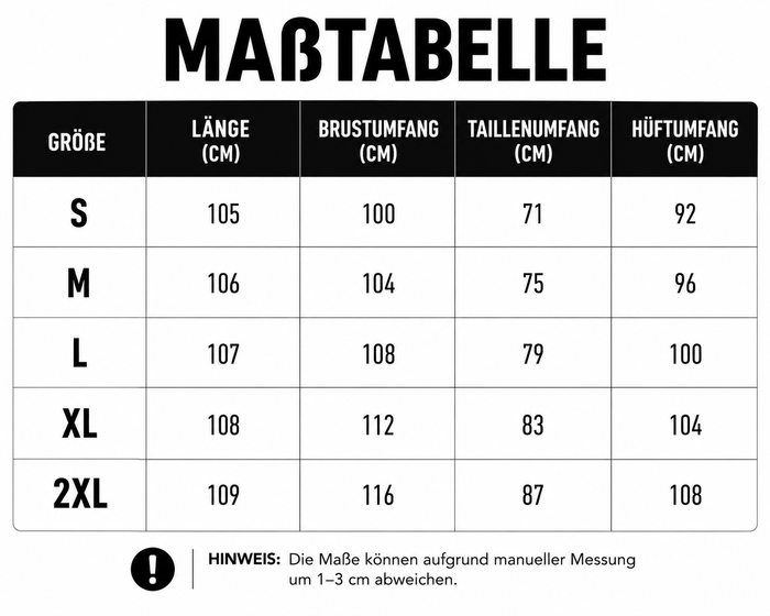 Größentabelle