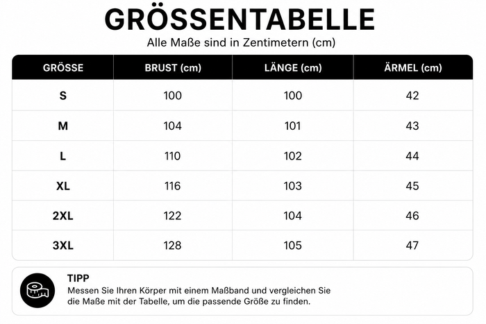Größentabelle