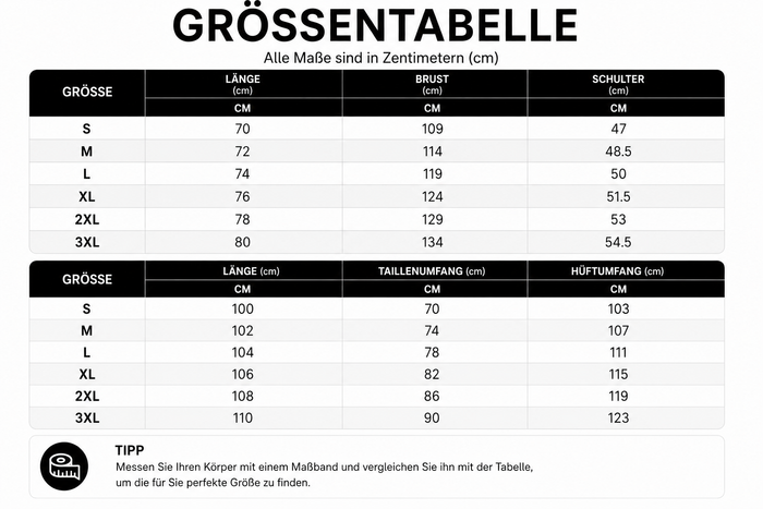 Größentabelle