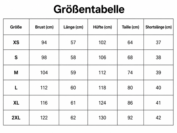 Größentabelle
