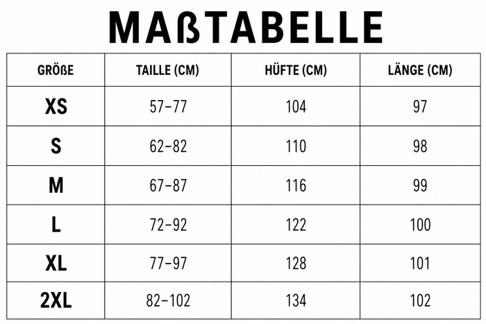 Größentabelle