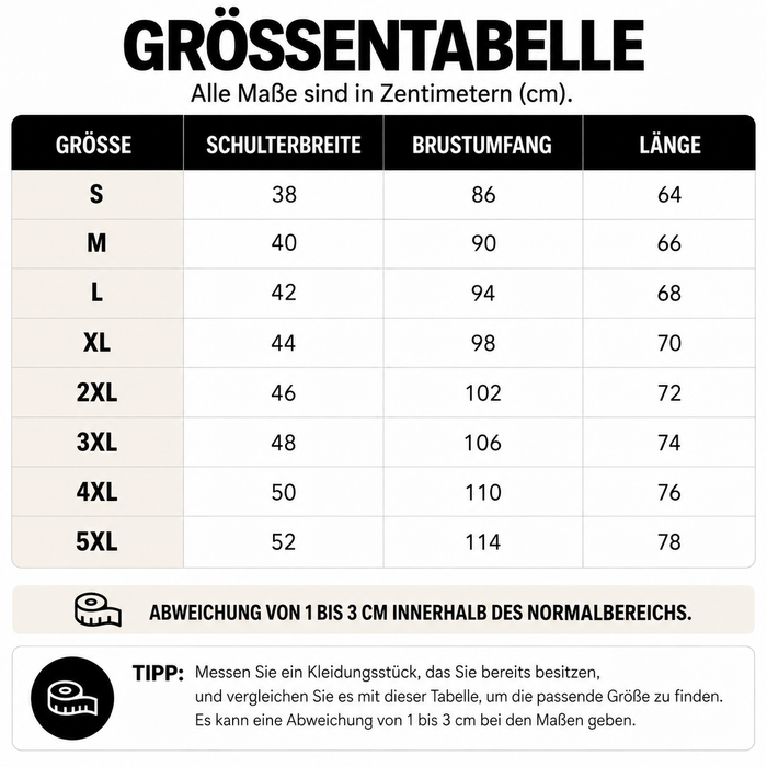 Größentabelle