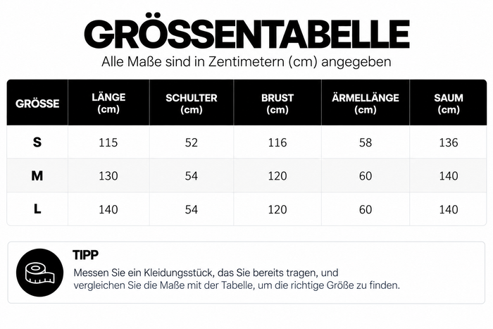 Größentabelle