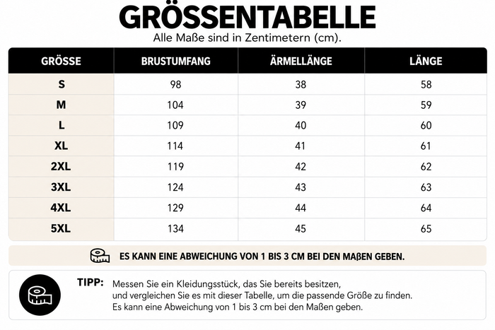 Größentabelle