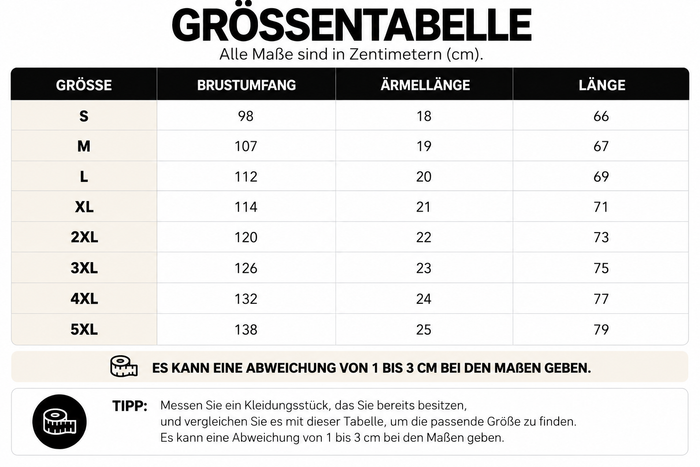 Größentabelle