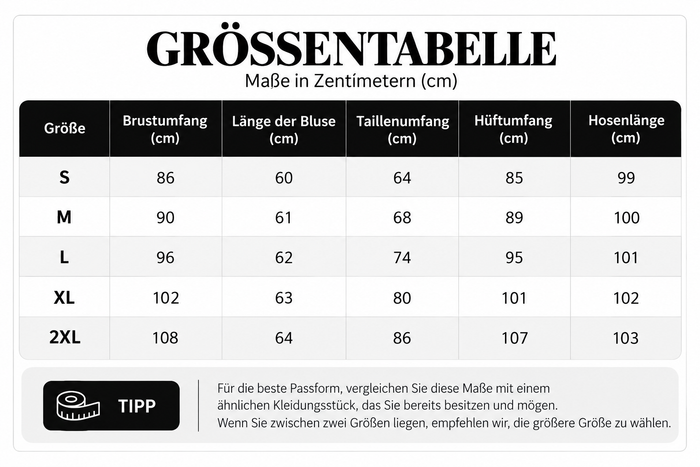 Größentabelle