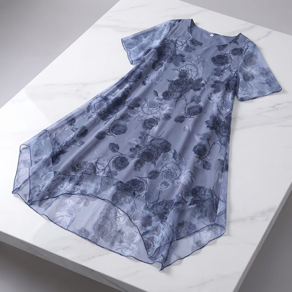 Nice™ Blumenkleid aus Premium-Chiffon mit Doppellage und asymmetrischem Saum