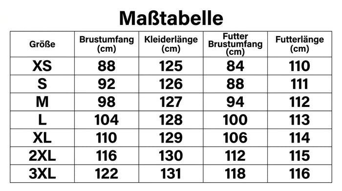 Größentabelle