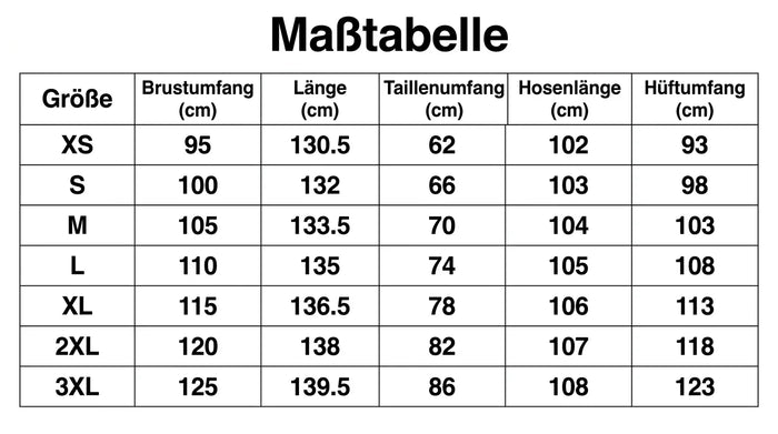 Größentabelle