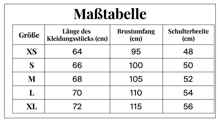 Größentabelle