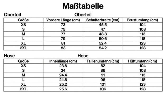 Größentabelle