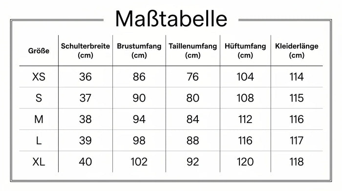 Größentabelle