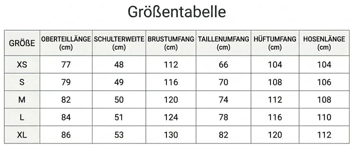 Größentabelle