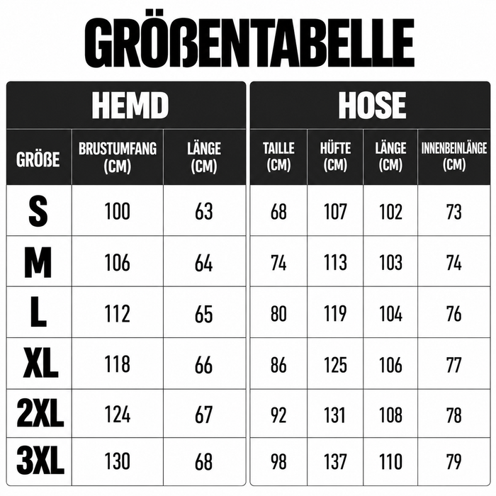 Größentabelle