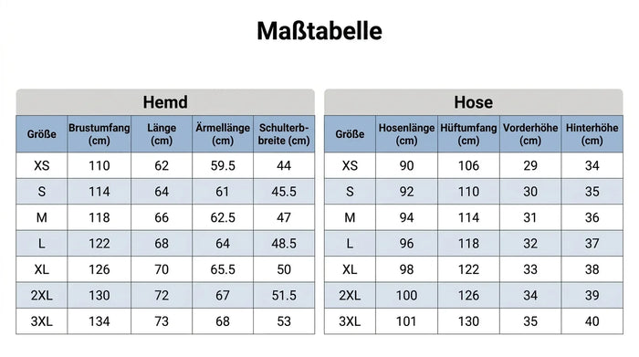Größentabelle