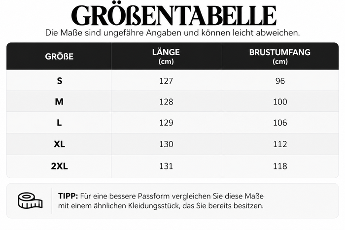 Größentabelle