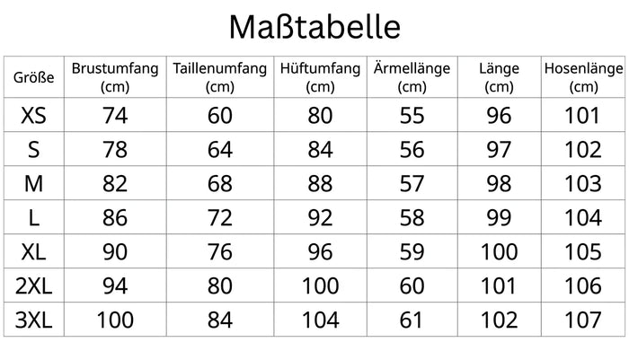 Größentabelle