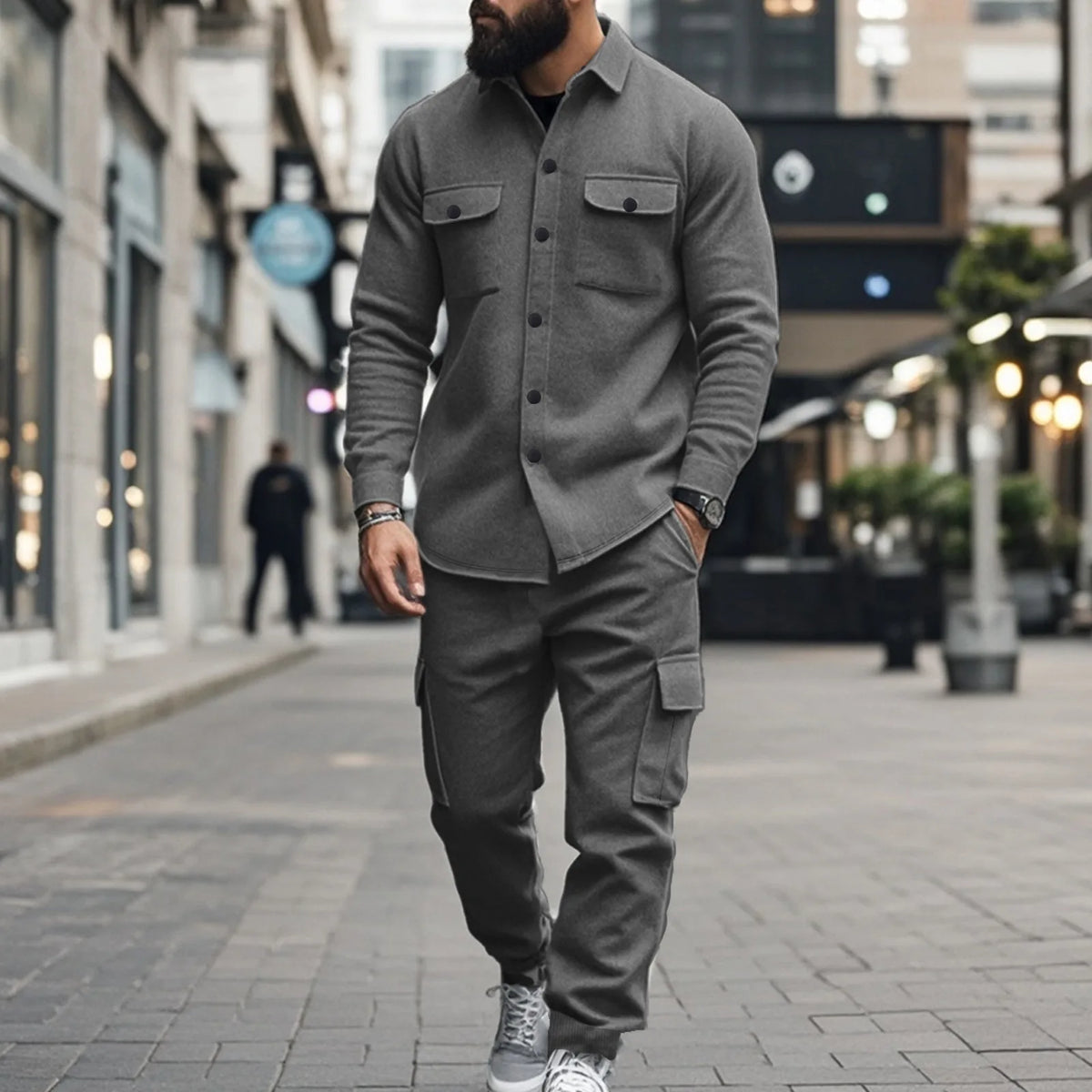Set Henning™ aus Sweatstoff mit Langarmhemd und Cargo-Hose