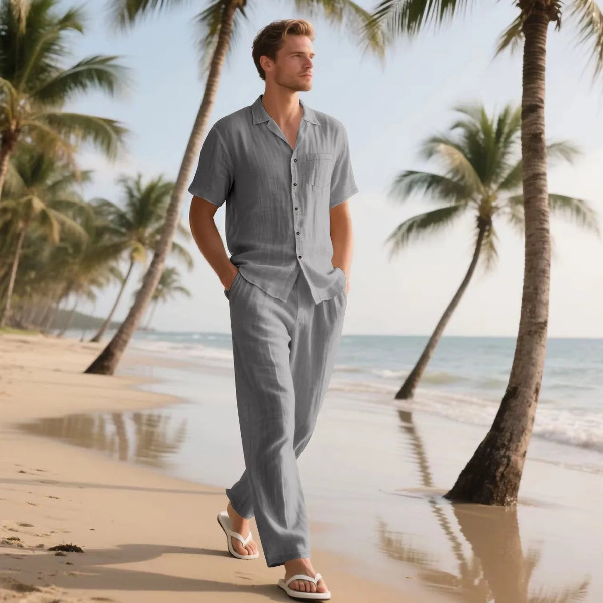 Jannik™ Set mit stilvoller Optik, Kurzarmhemd und gerade geschnittener Hose