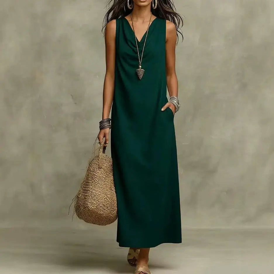 Merle™ Maxikleid mit drapiertem Ausschnitt und Seitentaschen