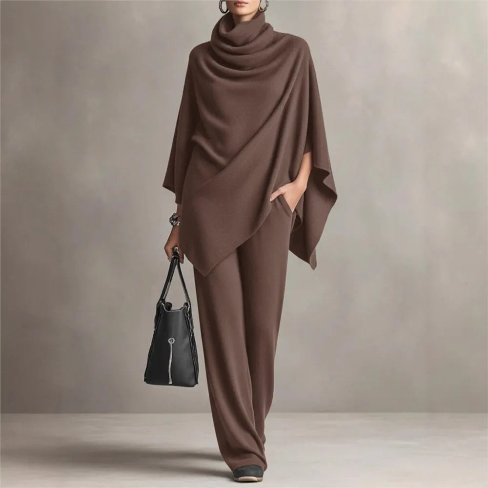 Irina™ Zweiteiler mit asymmetrischem Oberteil, drapiertem Kragen und weiter Hose