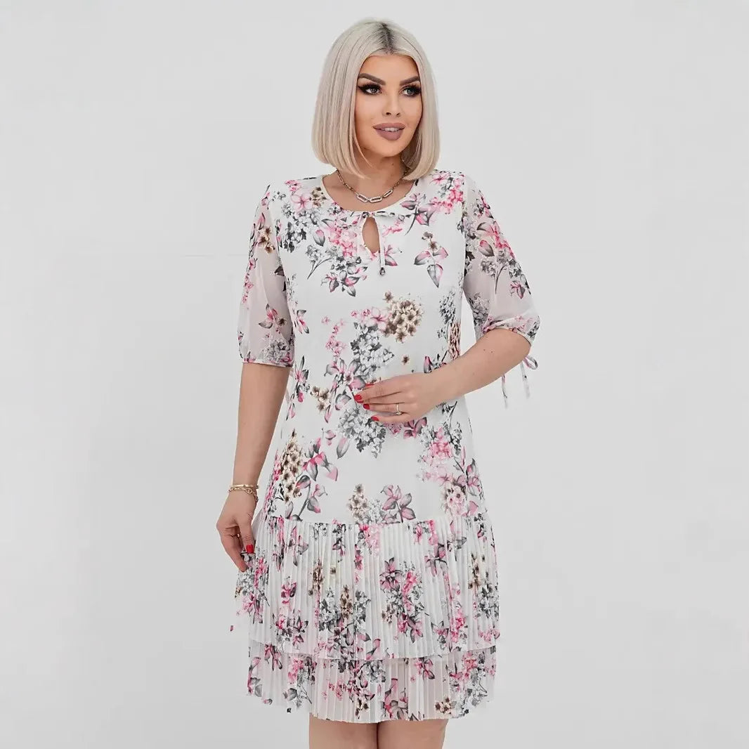 Évelyne™-Kleid mit Zartem Blumenmuster und 3/4-Ärmeln