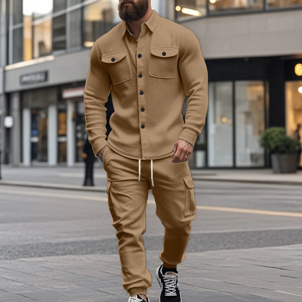 Set Henning™ aus Sweatstoff mit Langarmhemd und Cargo-Hose