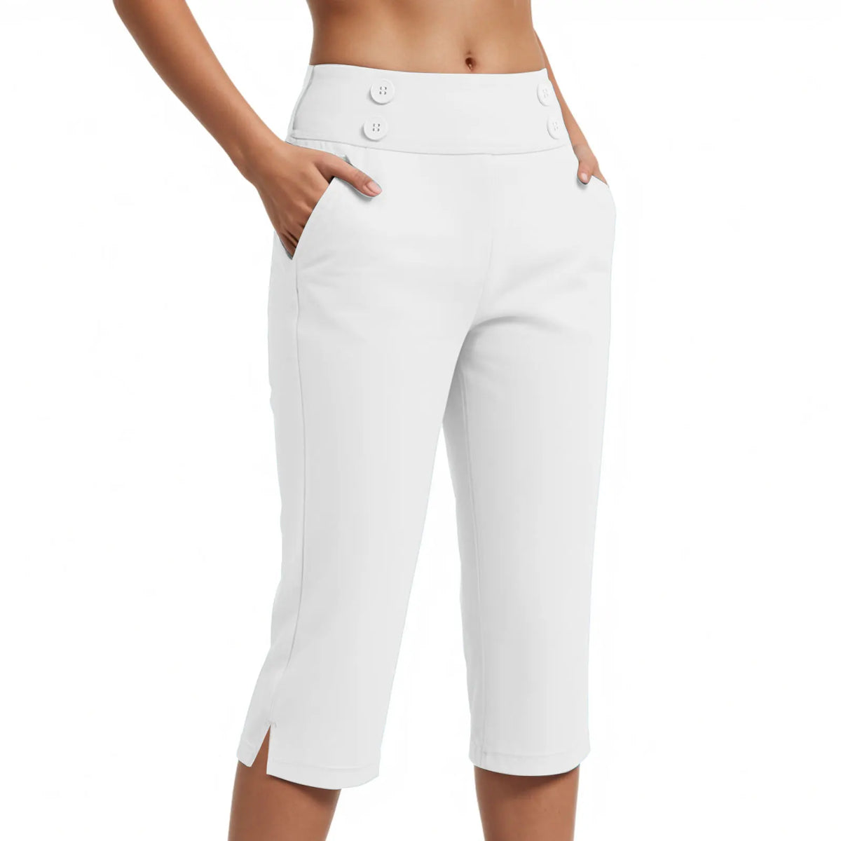 Caprihose Zaragoza™ mit hoher Taille, Zierknöpfen und Seitentaschen