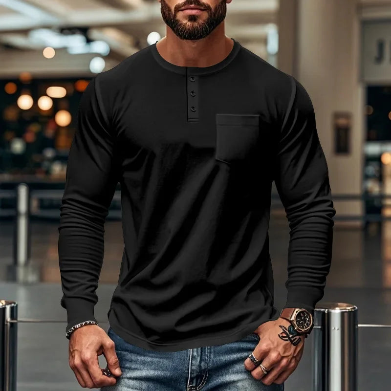 Northline™ Langarmshirt Mit Henley-Kragen und Figurbetonter Passform