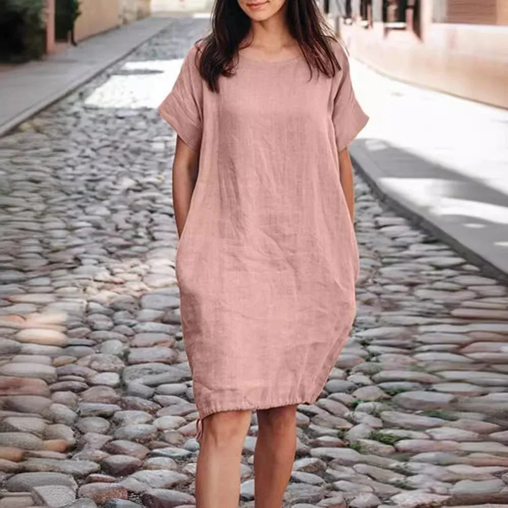 Alissea™-Kleid aus Baumwollleinen mit Weitem Schnitt