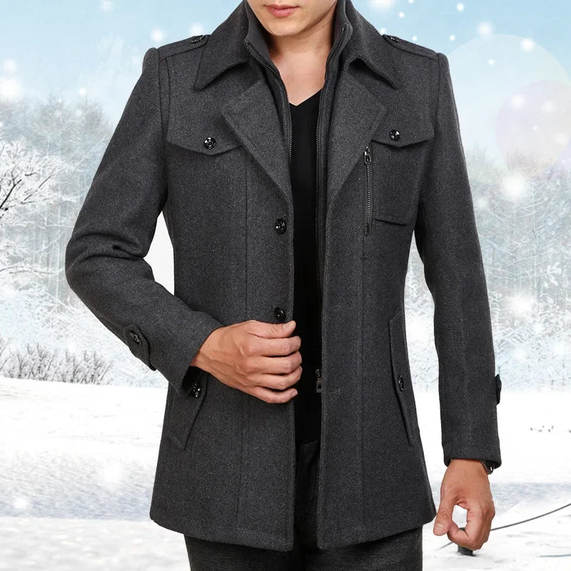 Arthur™ Premium-Wollmantel aus Walkwolle mit innerem Stehkragen und Reißverschluss