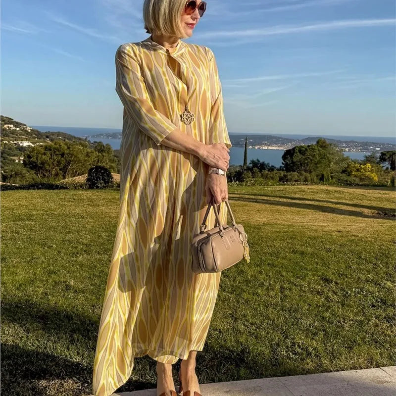 Soleil Class™-Kleid aus Hochwertiger Viskose mit Mediterranem Print