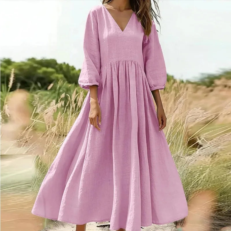 Maxikleid Arietta™ mit V-Ausschnitt, Hoher Taille und Weit Schwingendem Rock