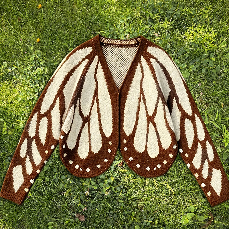 Cardigan Farfallia™ aus strukturiertem Strick mit Schmetterlingsflügel-inspiriertem Design