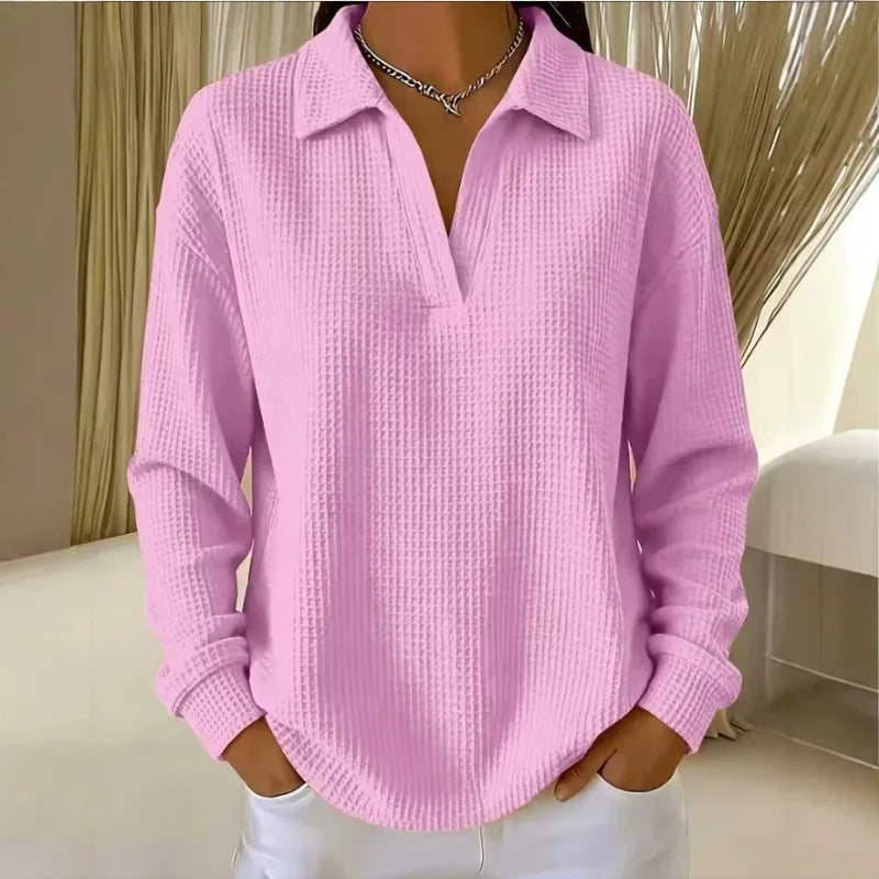 Luma™ Bluse mit Strukturierter Oberfläche, Klassischem Kragen und Weitem Schnitt