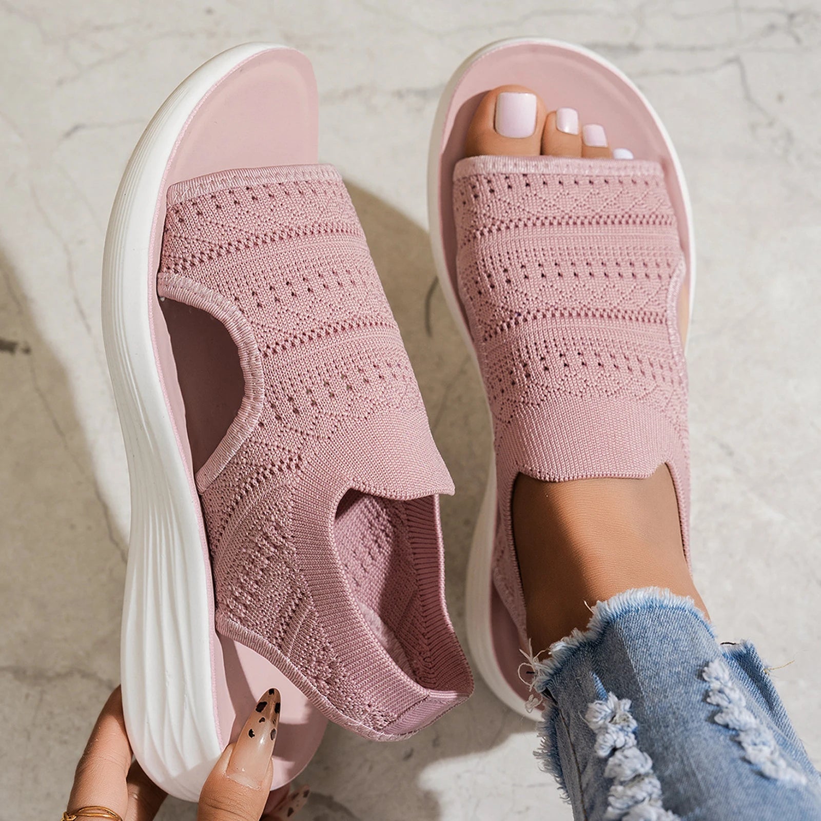 Nuvia™ Plateau-Sandalen Mit Ajour-Obermaterial Und Seitlicher Öffnung