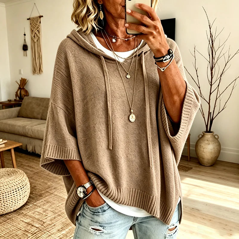 Strickpullover Jonna™ mit Kapuze, weitem Schnitt und weiten Ärmeln