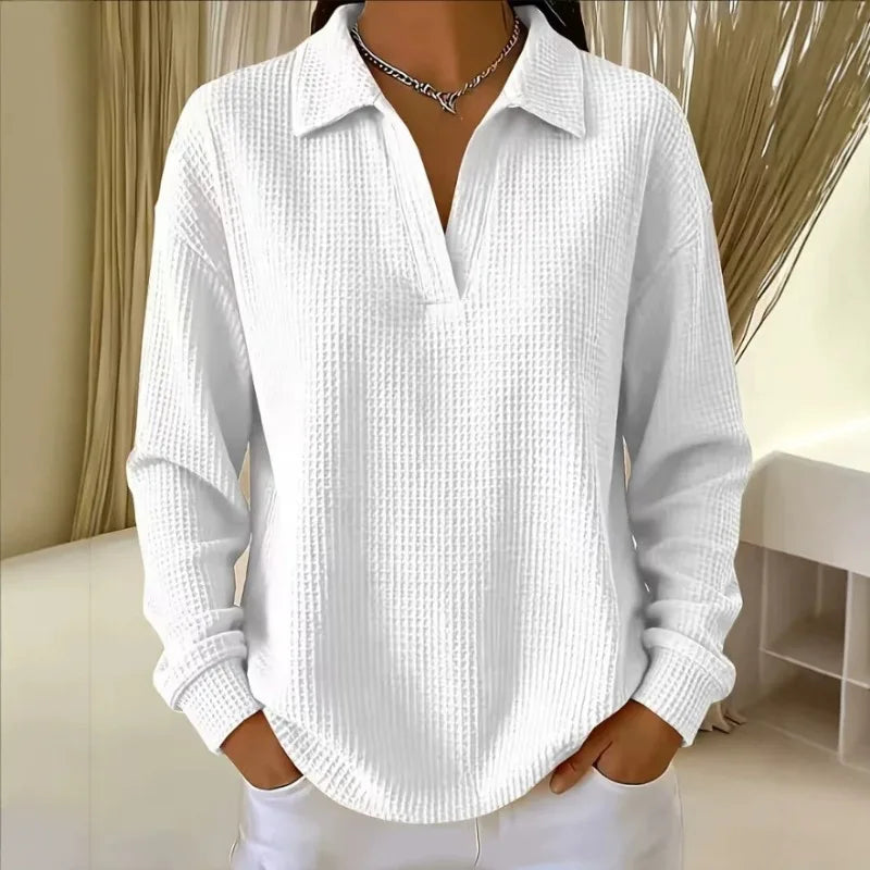 Luma™ Bluse mit Strukturierter Oberfläche, Klassischem Kragen und Weitem Schnitt