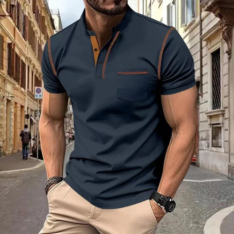 Torben™ Freizeitshirt mit Stehkragen und kontrastierenden Abschlüssen
