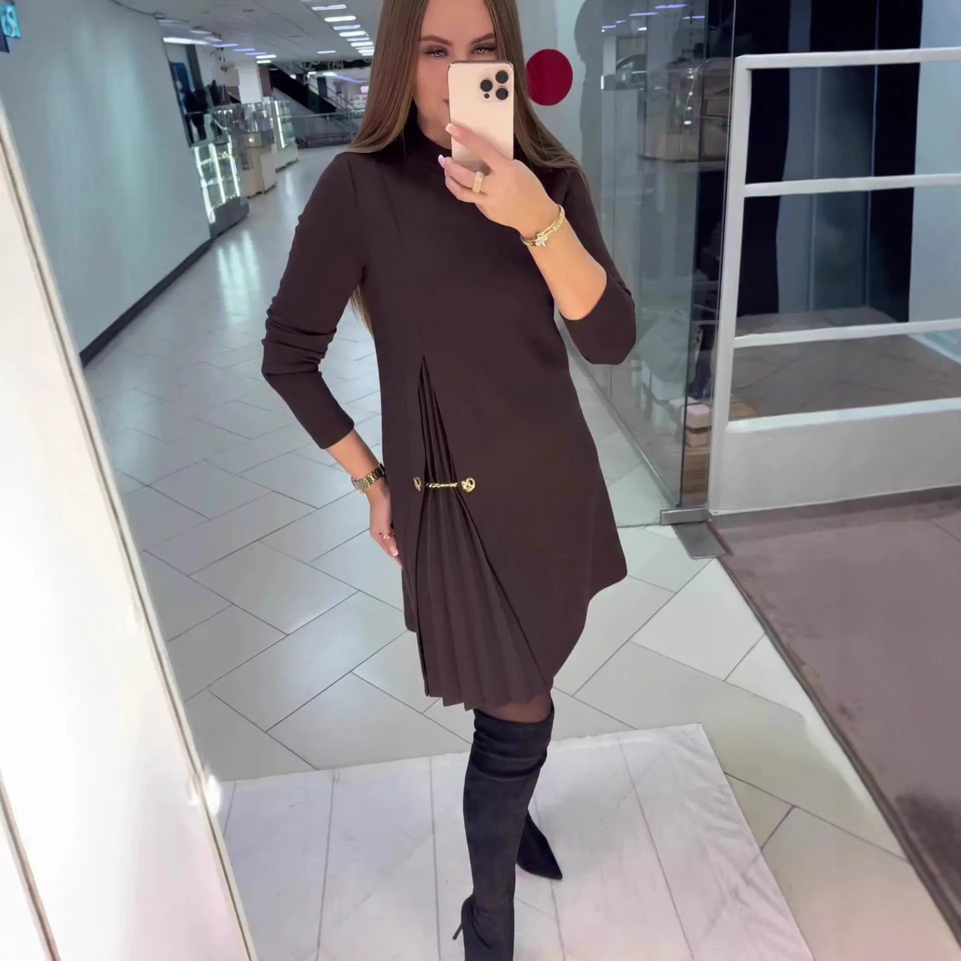 Genua™ Kleid mit skulpturalem Plissee-Cut-out