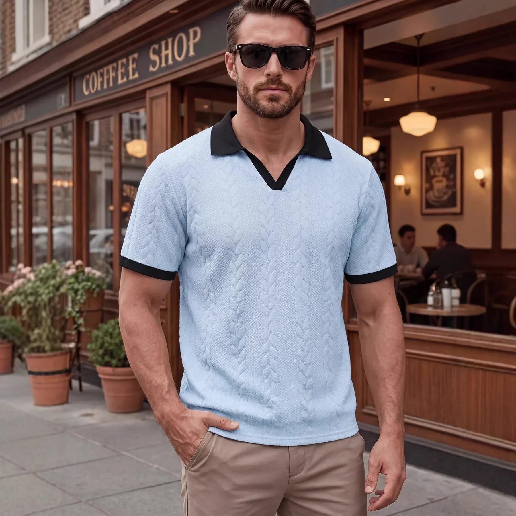 Windsor™ Polo Aus Strukturierter Strickware Mit Kontrastkragen