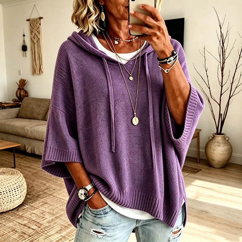 Strickpullover Jonna™ mit Kapuze, weitem Schnitt und weiten Ärmeln